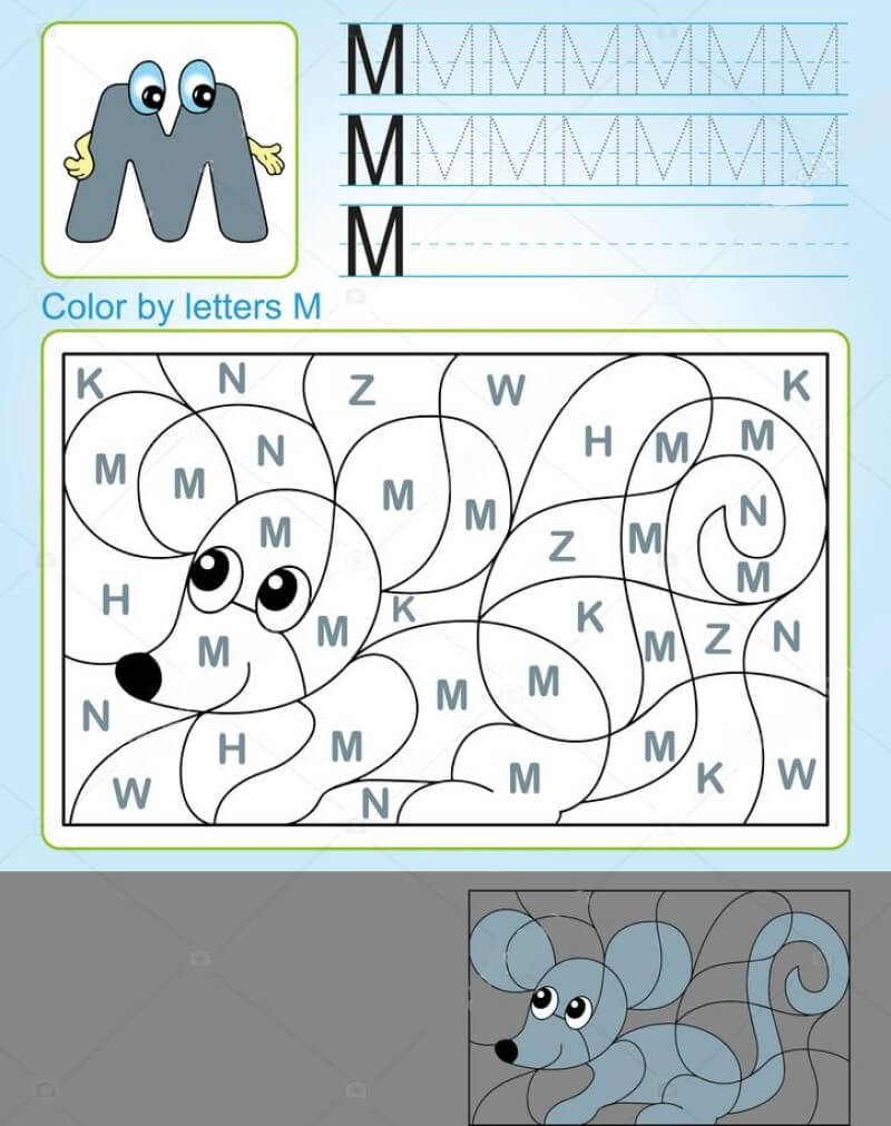 Coloriage Magique Lettre M dans Mouse Coloriage Magique