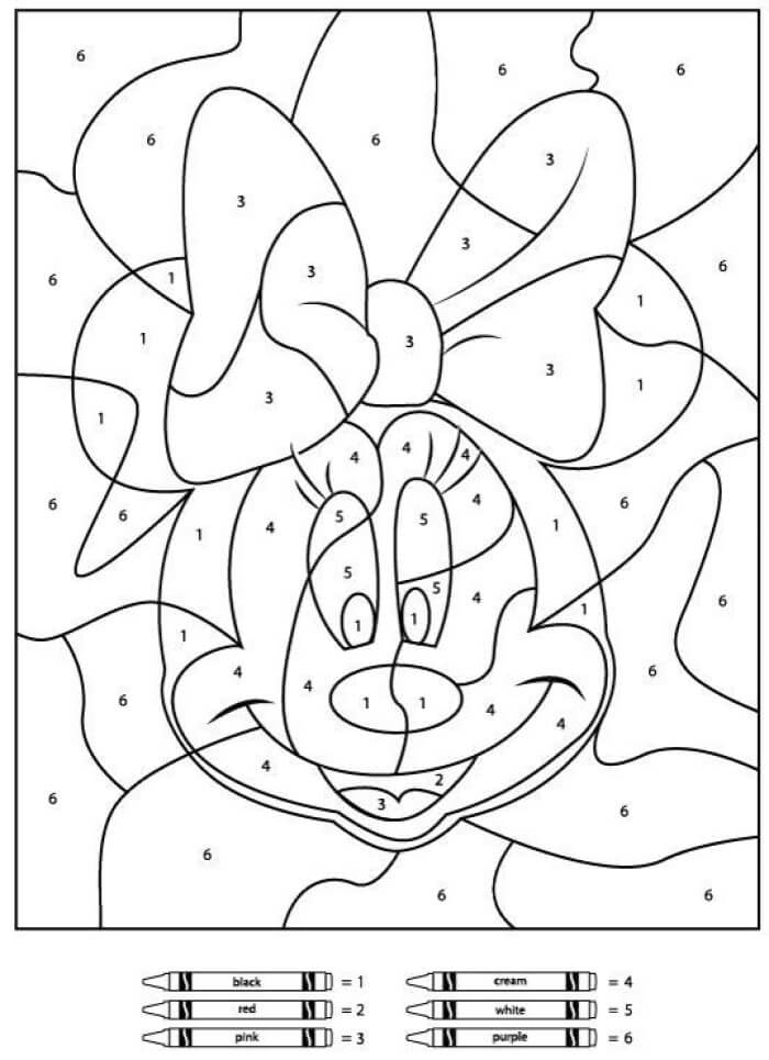 Coloriage Magique Minnie Mouse à colorier par numéro