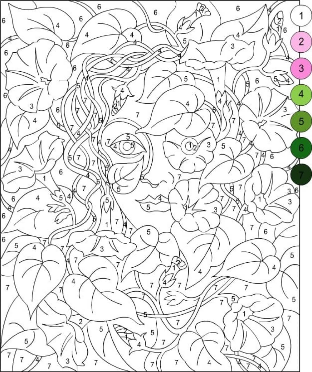 Coloriage Magique Mysterious girl color by number