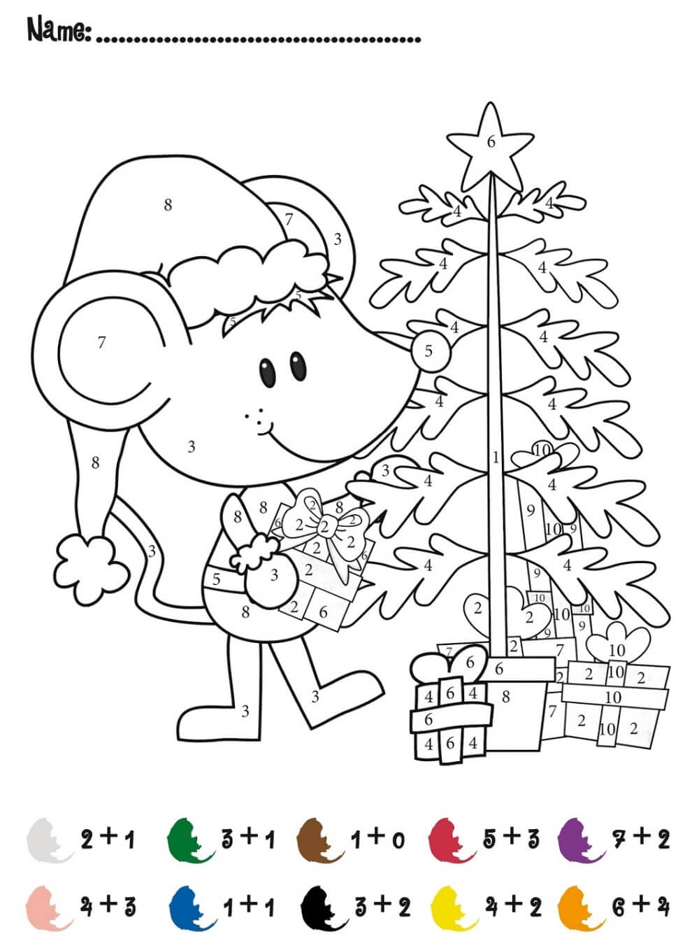 Coloriage Magique Souris de Noël Coloriage Magique
