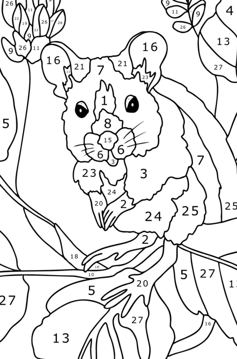 Coloriage Magique Souris effrayée à colorier par numéro