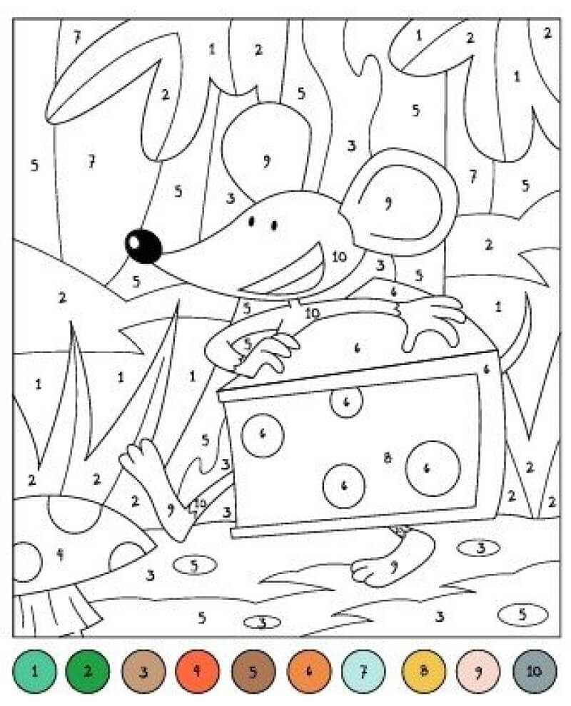 Coloriage Magique Souris et Fromage Coloriage Magique