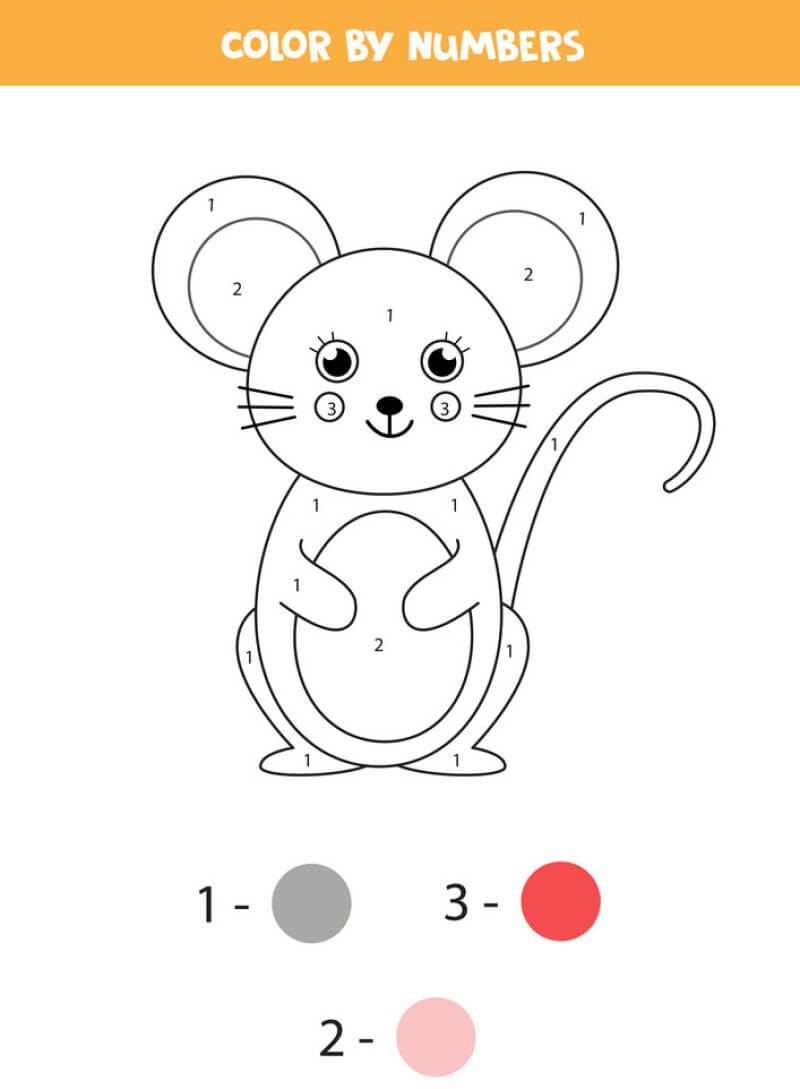 Coloriage Magique Souris mignonne à colorier par numéro