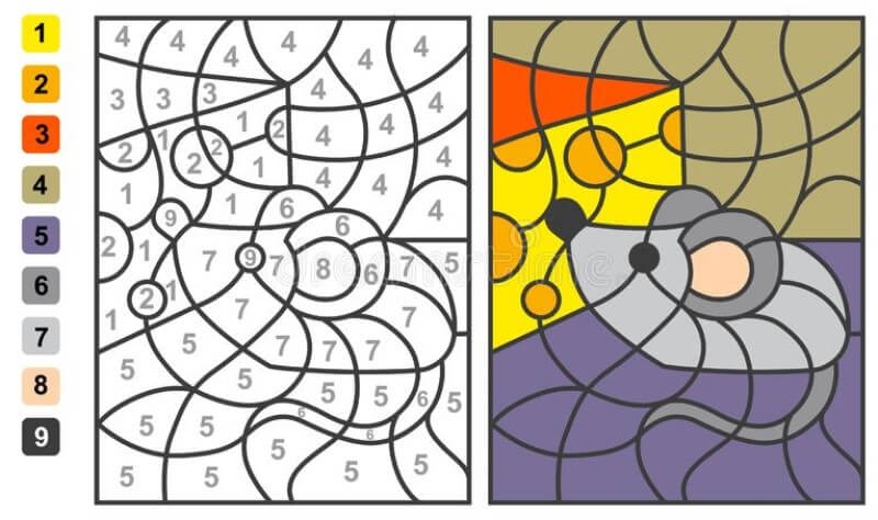 Coloriage Magique Souris Mignonne et Fromage Coloriage Magique