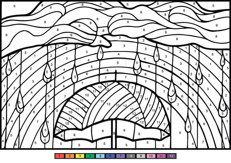 Coloriage Magique Arc-en-ciel et la pluie coloration magique