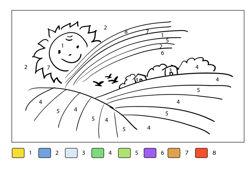 Coloriage Magique Champ arc-en-ciel à colorier par numéro