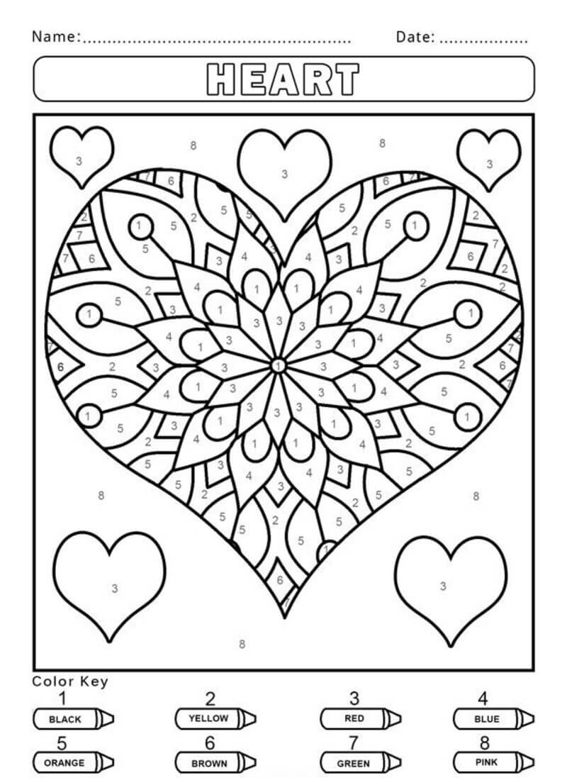 Coeur magnifiquement détaillé coloriage magique