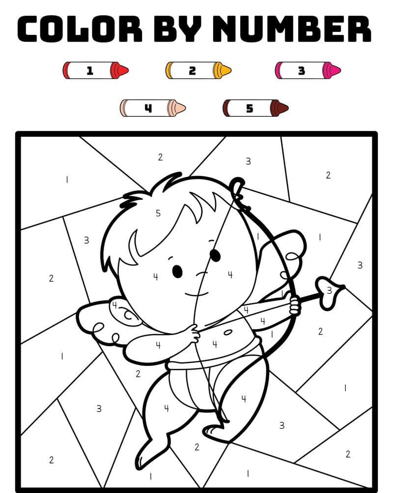 Cupidon mignon coloriage magique