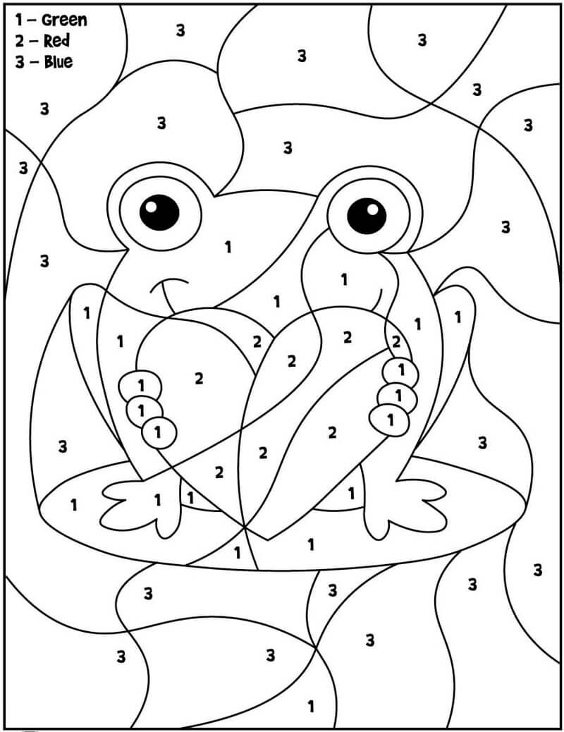 Grenouille avec coeur coloriage magique