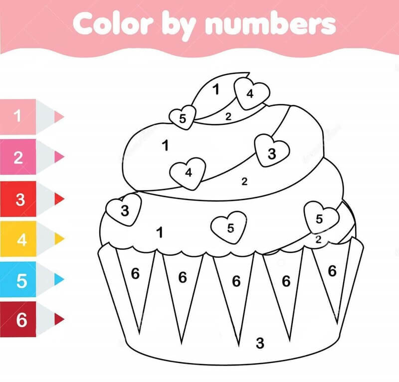 Gâteau de la Saint-Valentin à colorier par numéro