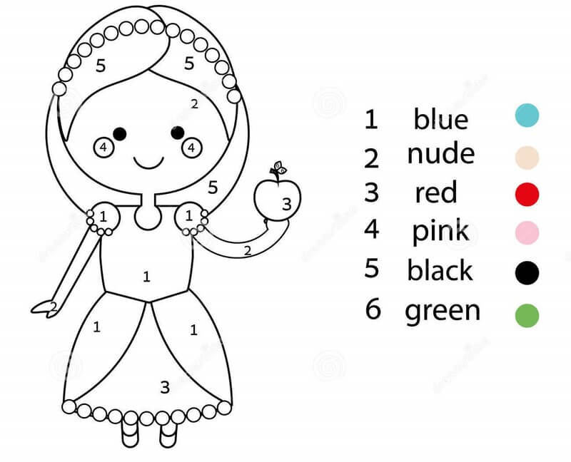 La Princesse et la Pomme coloriage magique