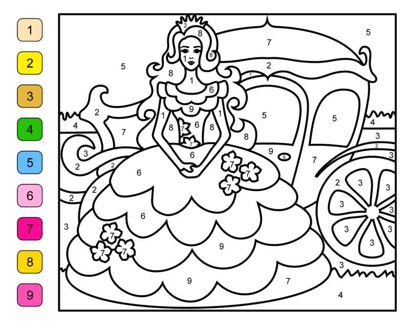 La Princesse et le Char coloriage magique