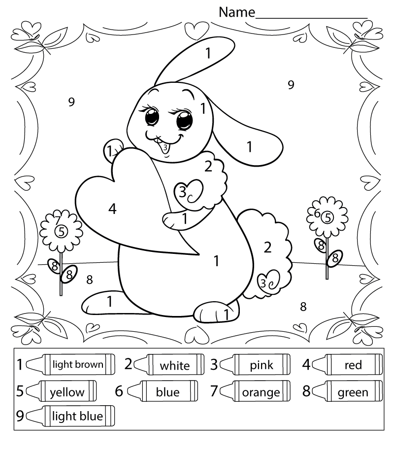 Lapin avec amour coloriage magique