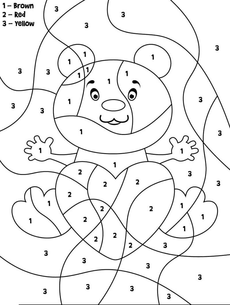 Ours avec amour coloriage magique