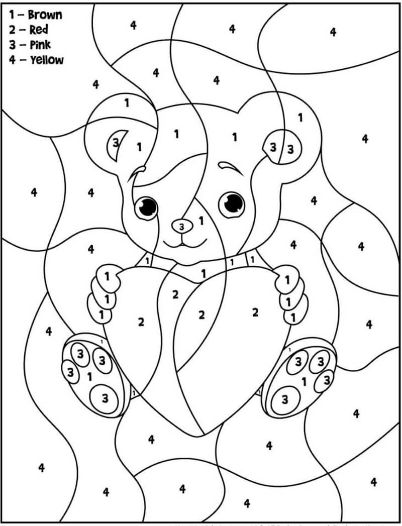 Ours mignon de la Saint-Valentin coloriage magique