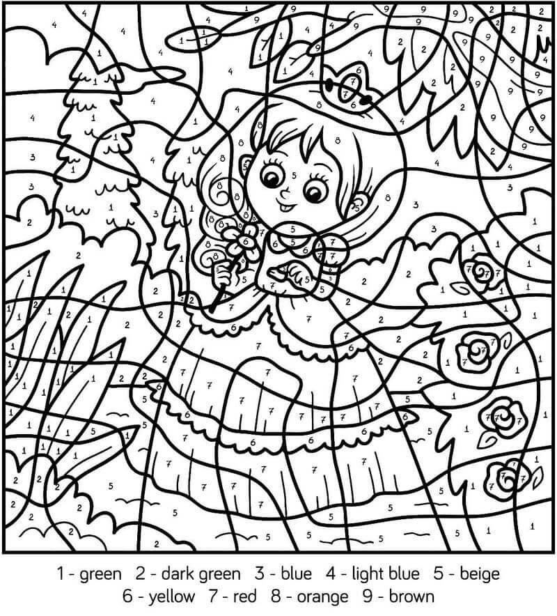 Princesse dans le jardin coloriage magique