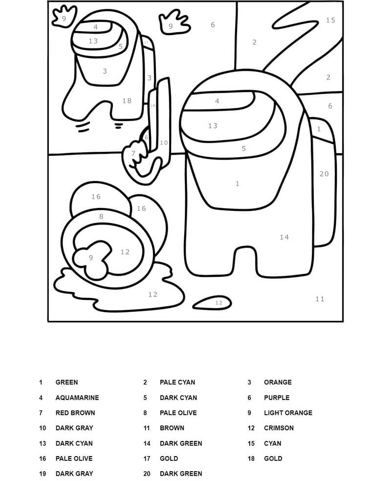 Among us avec le pistolet Coloriage Magique