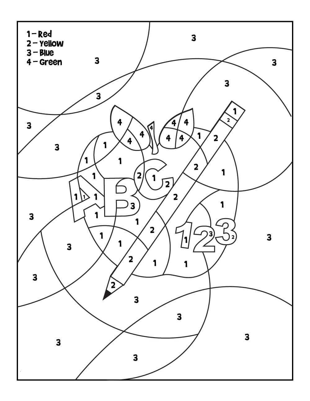 Apprendre avec la pomme coloriage magique