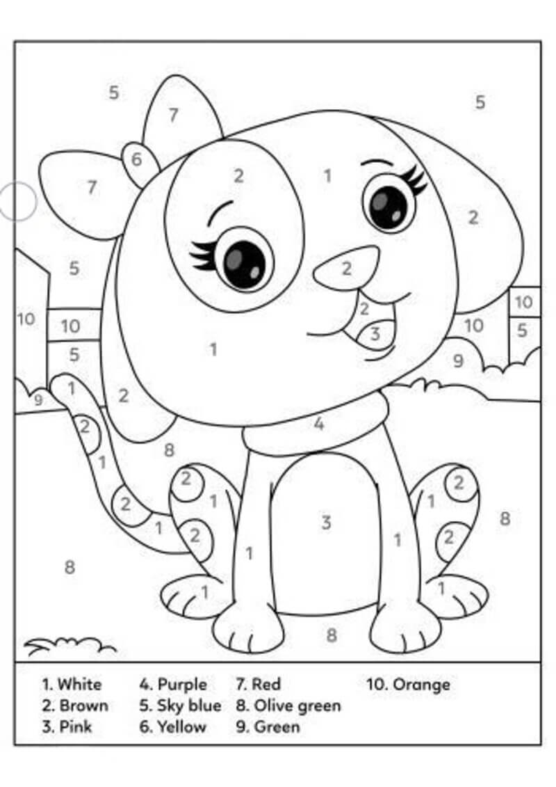 Beau chiot coloriage magique