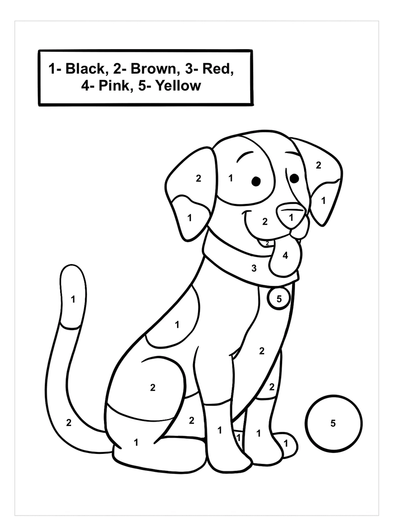 Bon chiot et sa balle coloriage magique