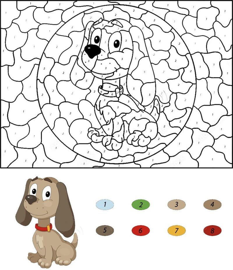 Brun chiot coloriage magique