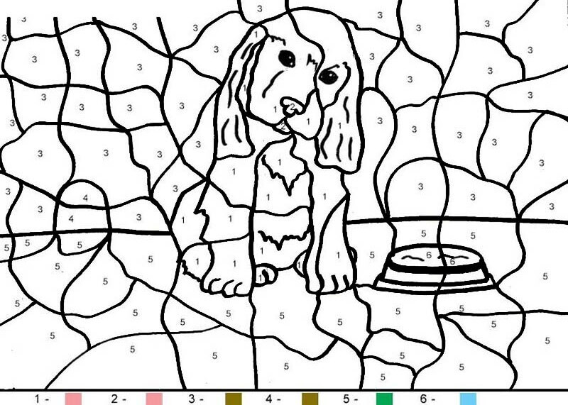 Chiot affamé coloriage magique