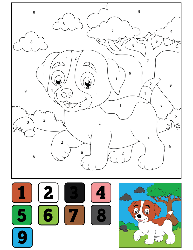 Chiot coloriage magique