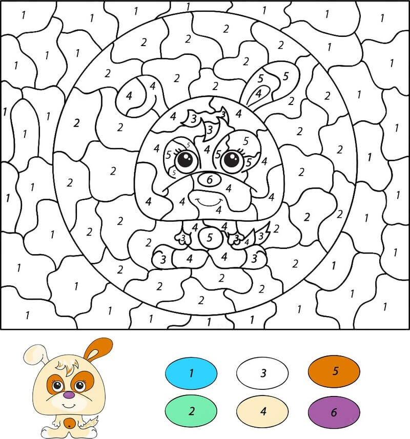 Chiot de dessin animé coloriage magique