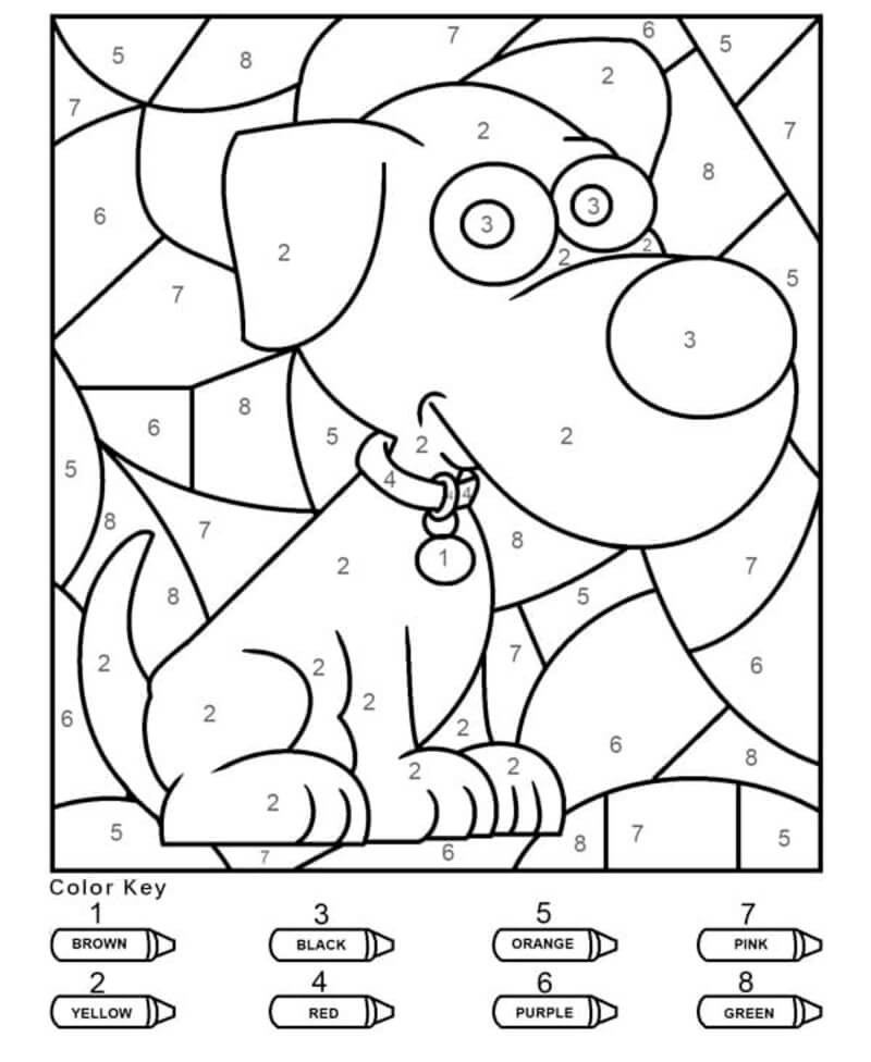 Chiot mignon coloriage magique