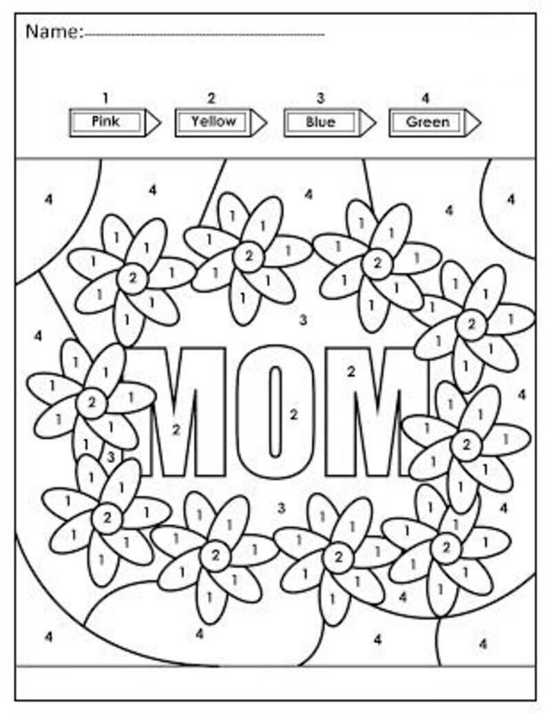 Coffret pour la fête des mères coloriage magique