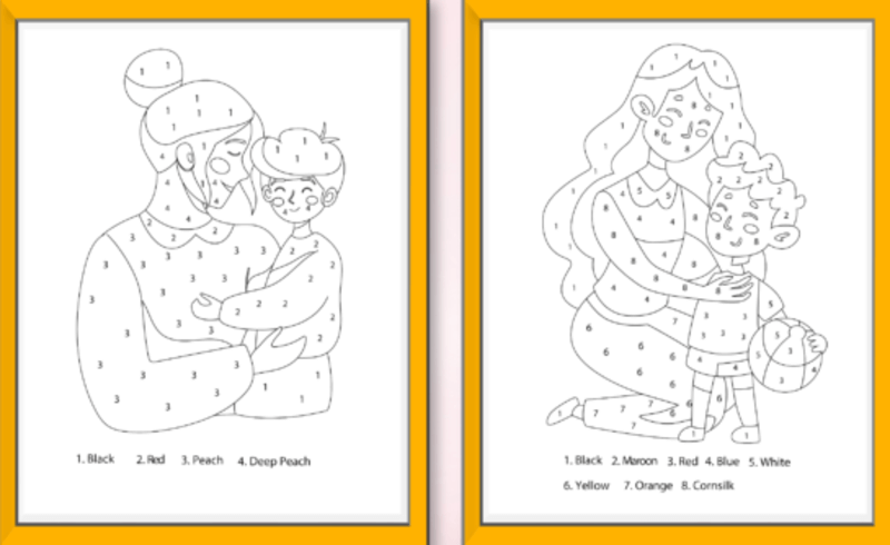 Elle aime son fils coloriage magique