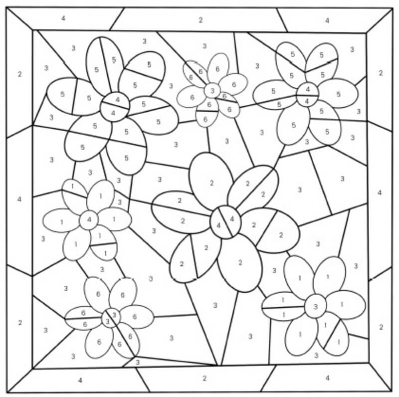 Fleurs pour la fête des mères coloriage magique