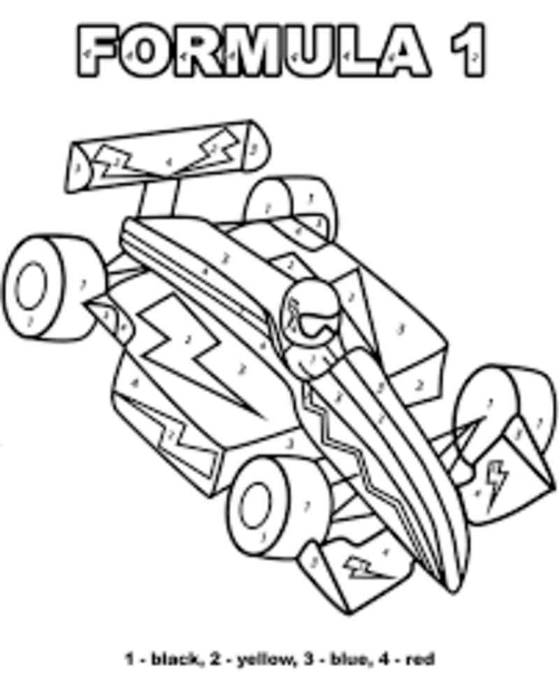 Formule 1 Voiture de course coloriage magique