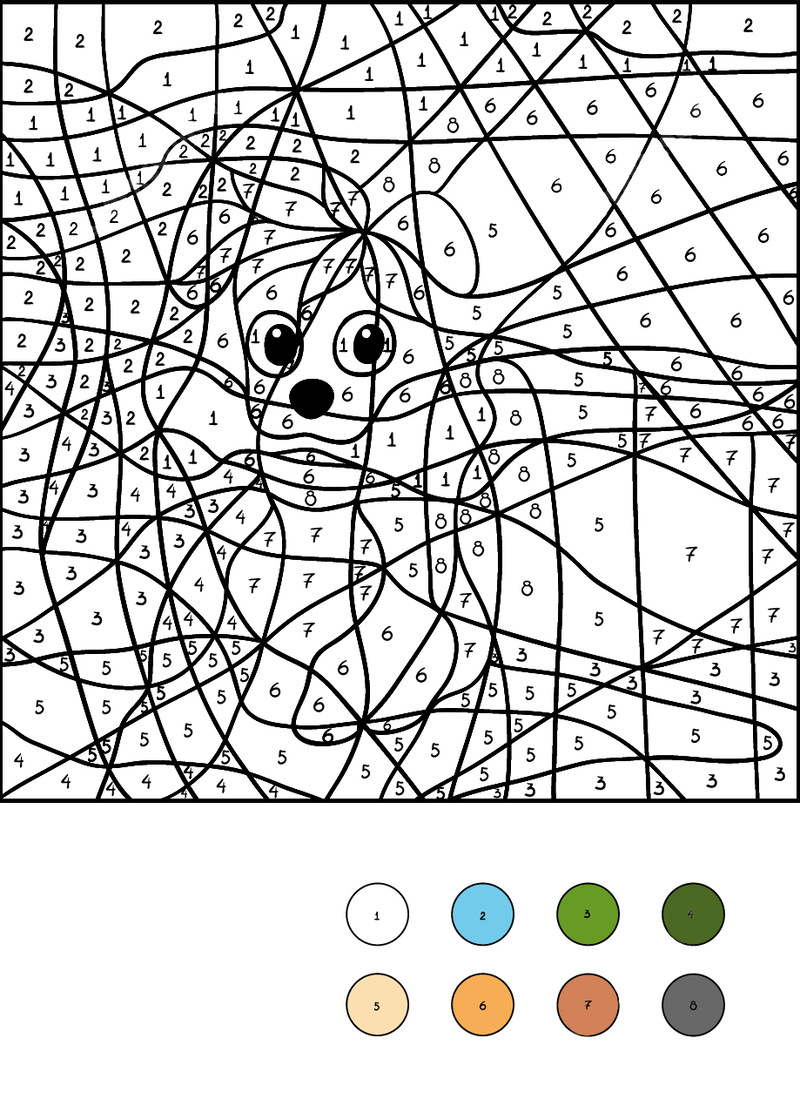 Heureux chiot coloriage magique