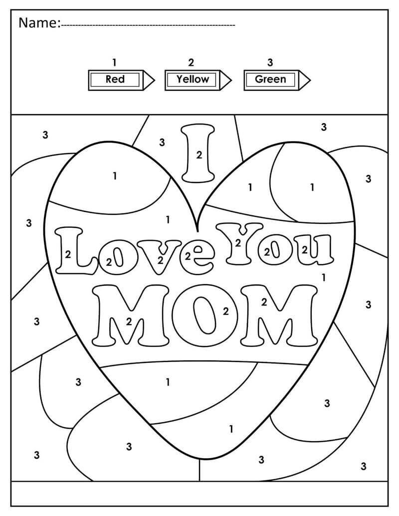 Je t'aime MAMAN coloriage magique