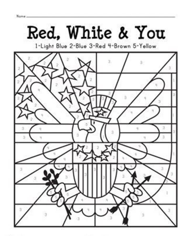Coloriage Magique Jour du Souvenir avec l’Aigle coloriage magique