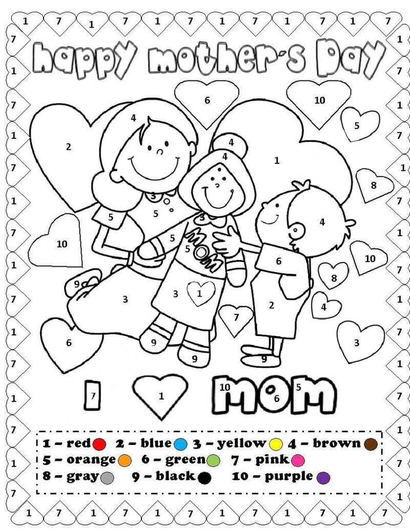 Joyeuse fête des mères coloriage magique