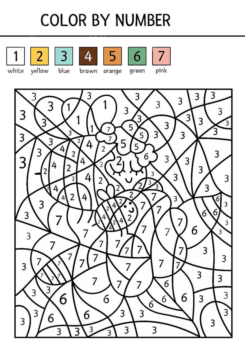 La fête des mères avec l'abeille coloriage magique