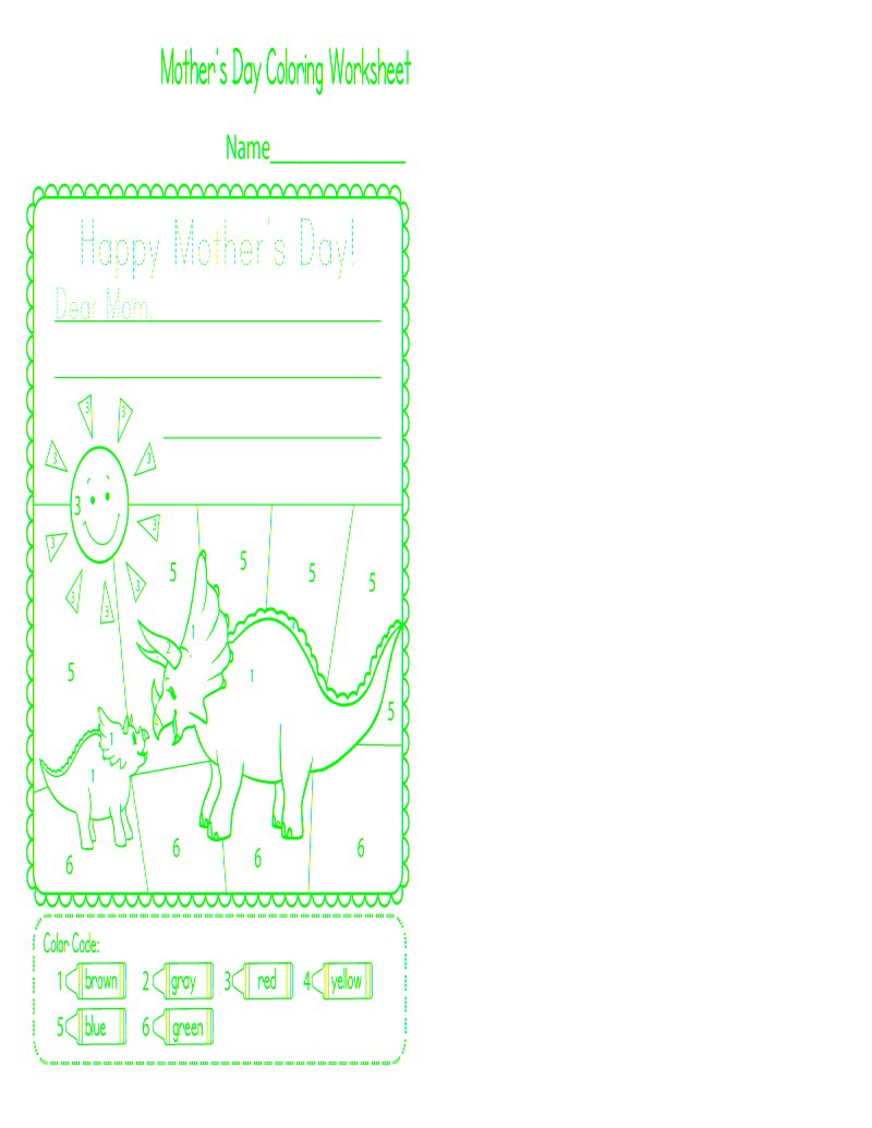 La maman du dinosaure pour la fête des mères coloriage magique