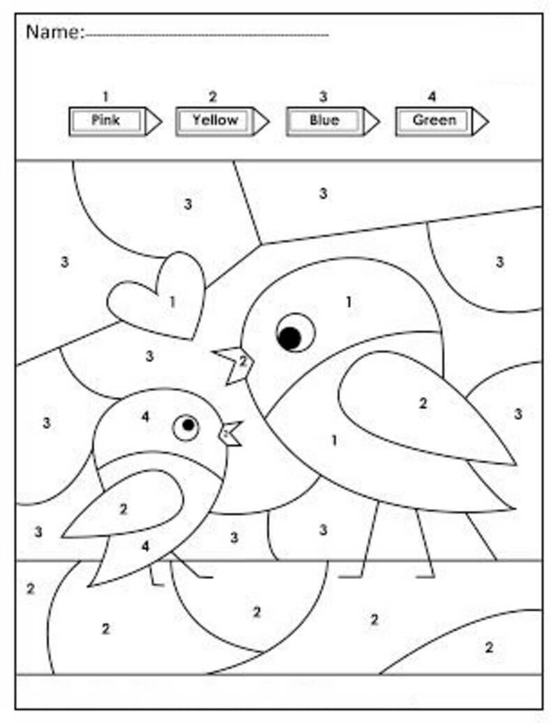 La mère de l'oiseau pour la fête des mères coloriage magique