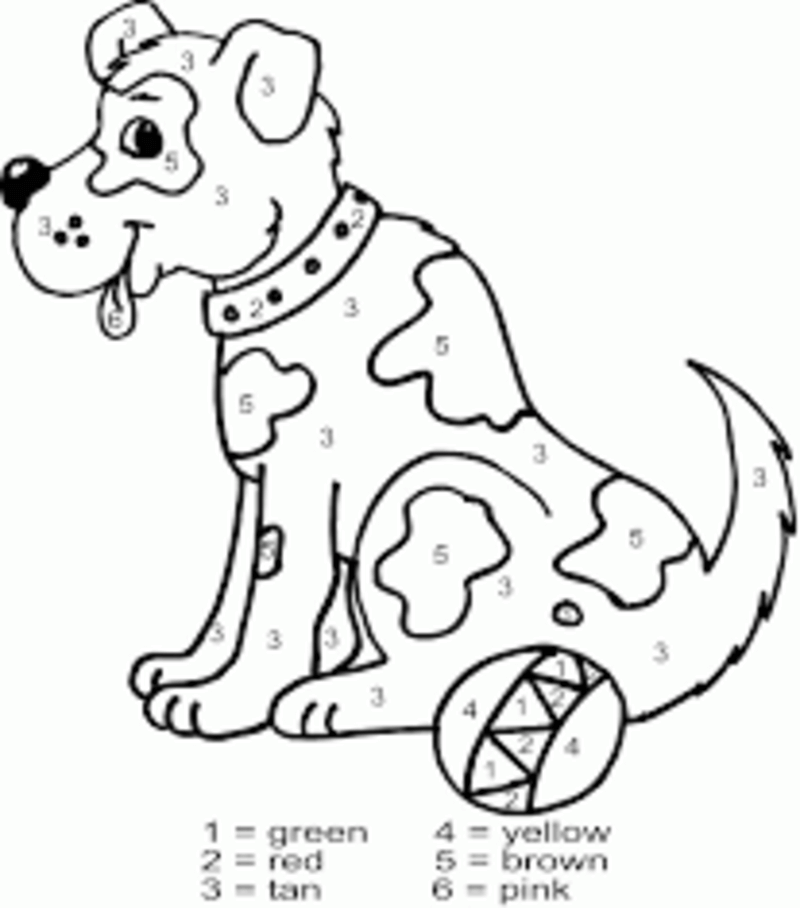 Le chiot joue avec la balle coloriage magique