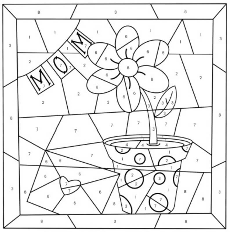 Les fleurs pour maman à colorier par numéro