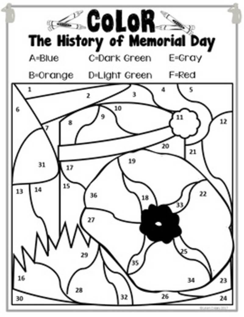 Coloriage Magique L’histoire du jour du Souvenir à colorier par numéro