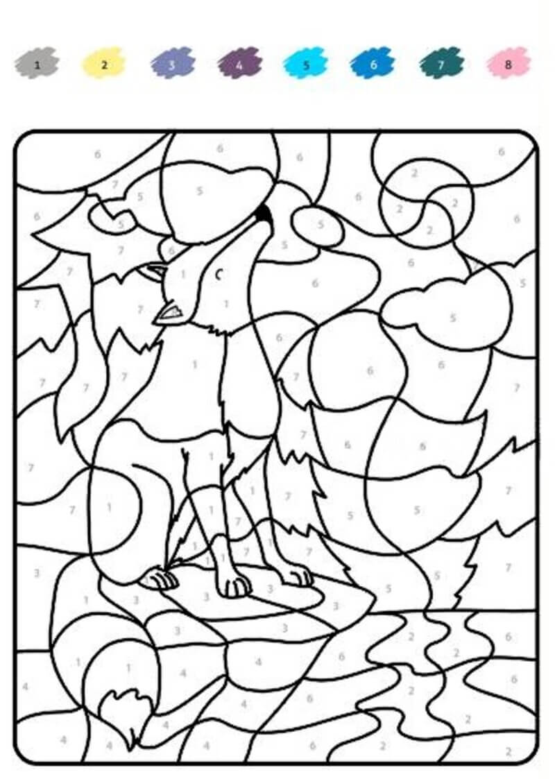 Loup gris coloriage magique