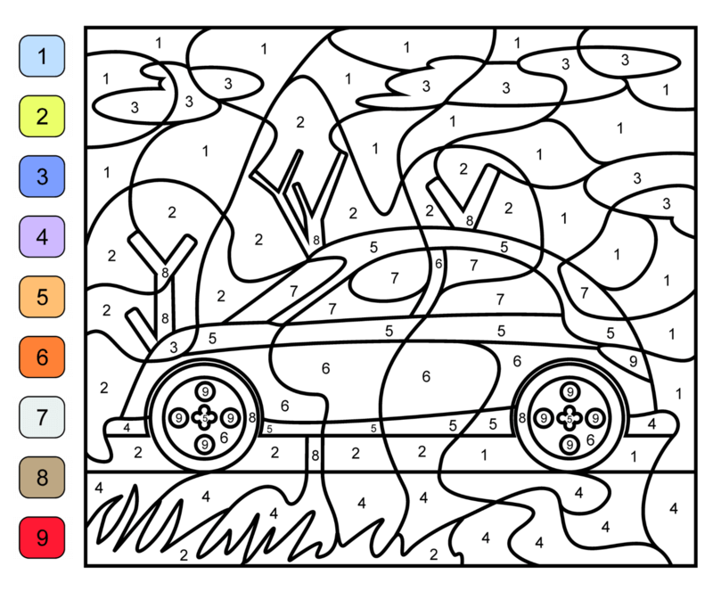 Meilleure voiture de course coloriage magique