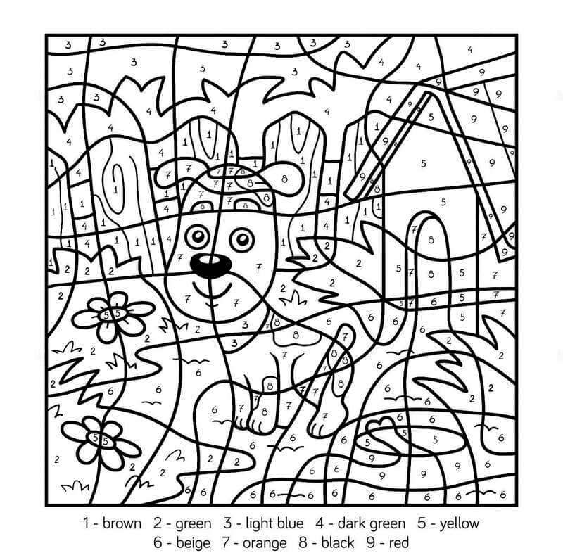 Petit chiot coloriage magique