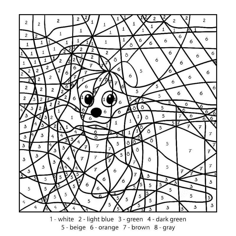Petit chiot drôle coloriage magique