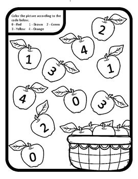 Pomme compter les nombres coloriage magique