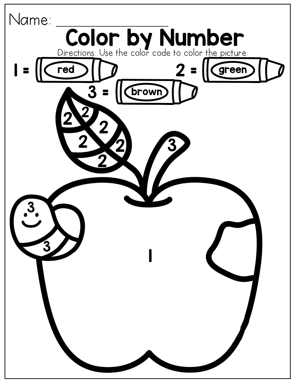 Pomme et le ver à l'intérieur coloriage magique
