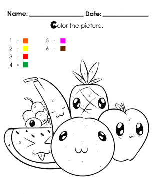 Pomme et un autre fruit coloriage magique